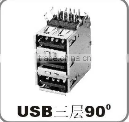 three storeys usb 90 degree mini connector