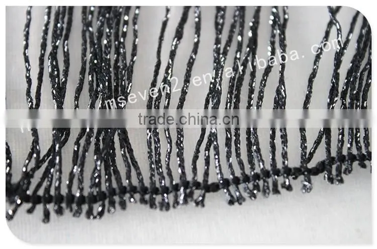 Hot selling 19cm width black polyester fashion trim finges