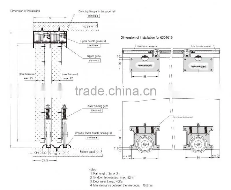 hot sell sliding door hardware mechanism with soft close