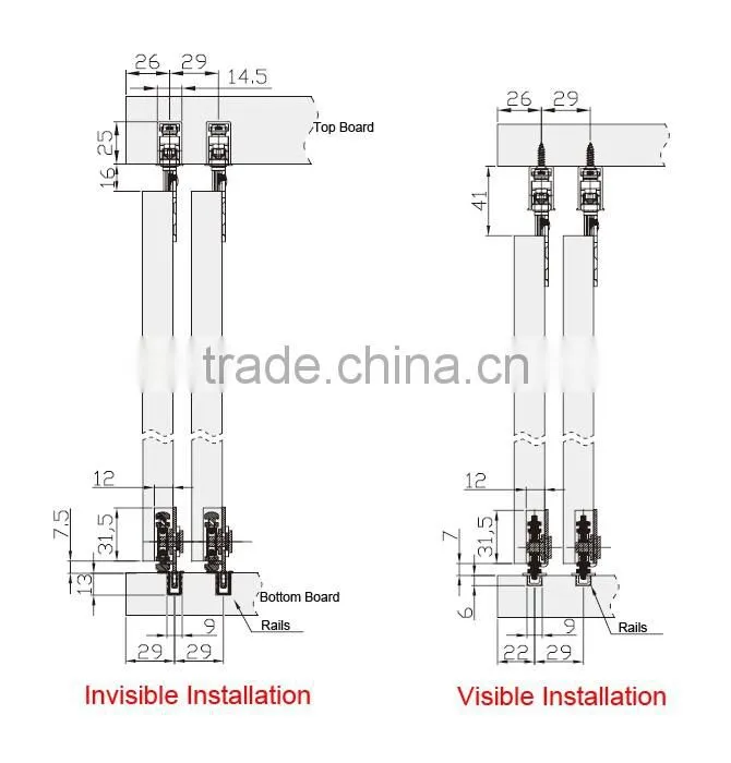 2016 New Style Coplanar Wardrobe Sliding Door Fittings