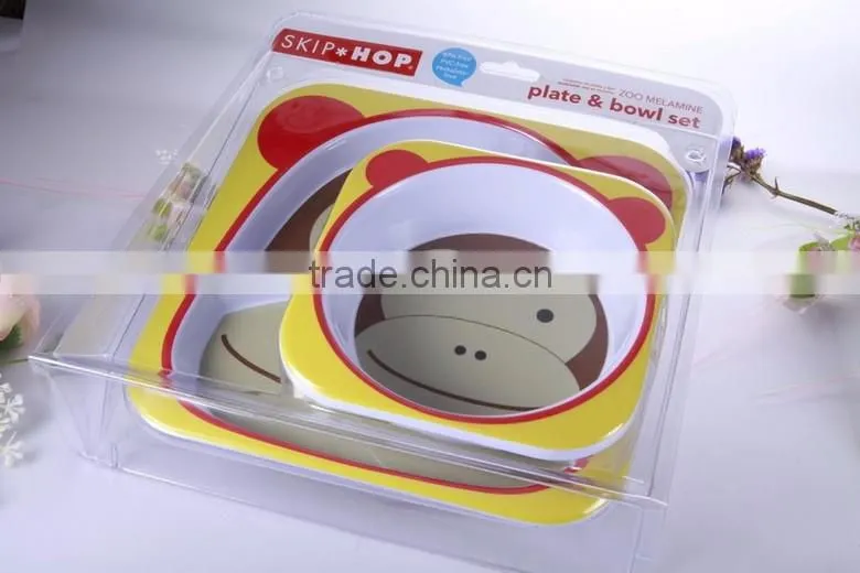 Cow design melamine dinner set for children , bowl and plate set for children, melamine dinner square set