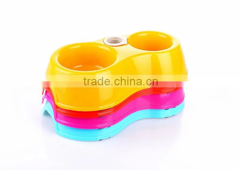Eco-friendly plastic double dog bowl pet water feeder