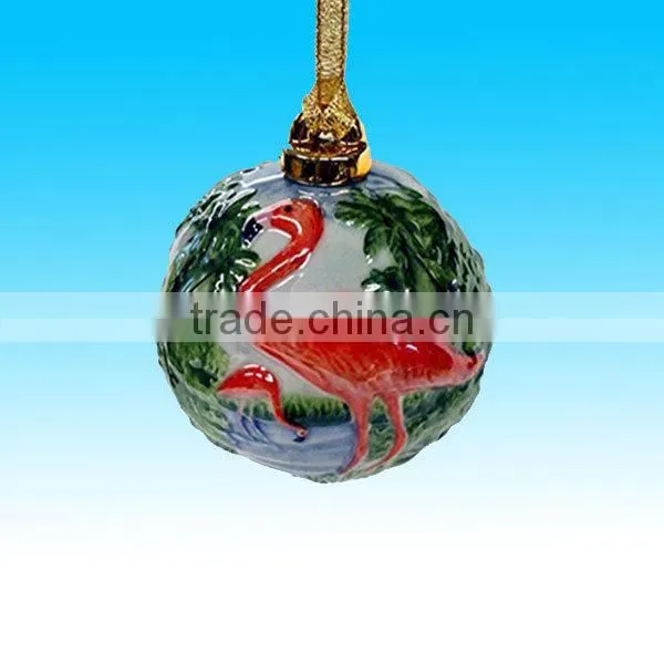 Hand painted inside ceramic star shape Christmas Tree hanging ornament