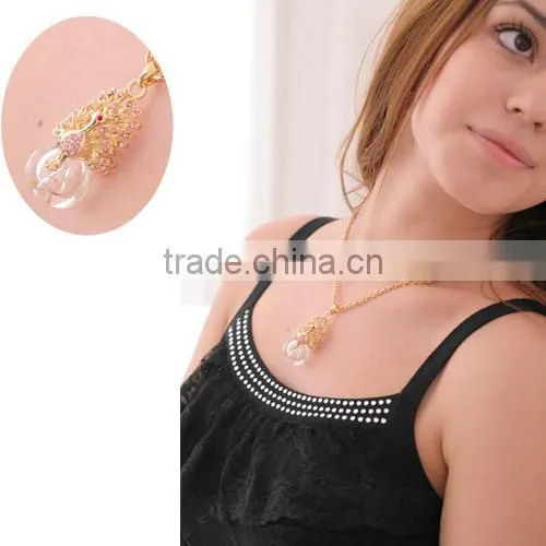 Peacock Shape Jewelry Pendant Glass Perfume bottle jewelry