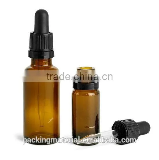 Essential oil glass bottle with tamper evident cap / childproof cap