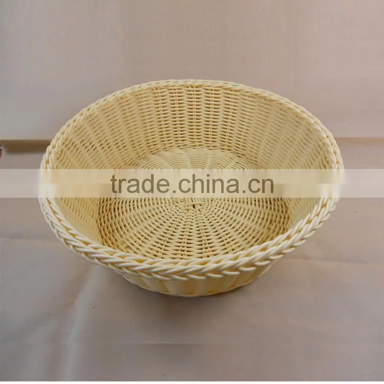 Lovely round shape mini plastic rattan hand woven wholesale bread baskets