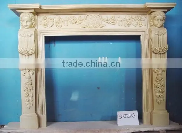 Modern hand carved marble white electric fireplace for sale