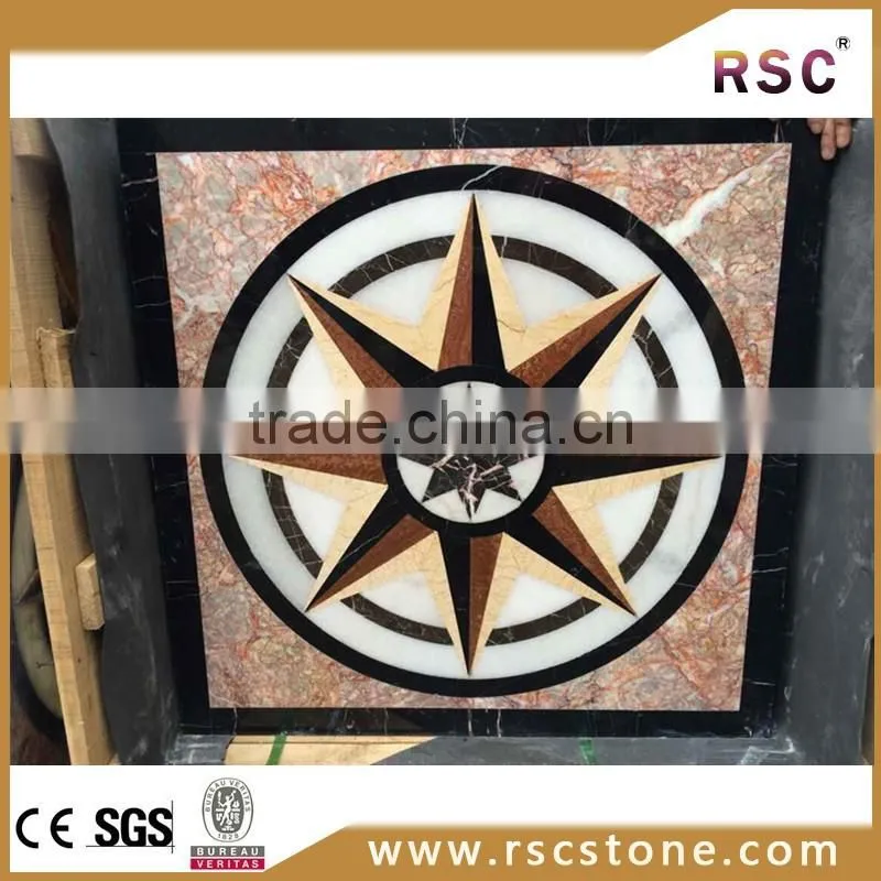 Quartz waterjet marble stone tiles design floor pattern