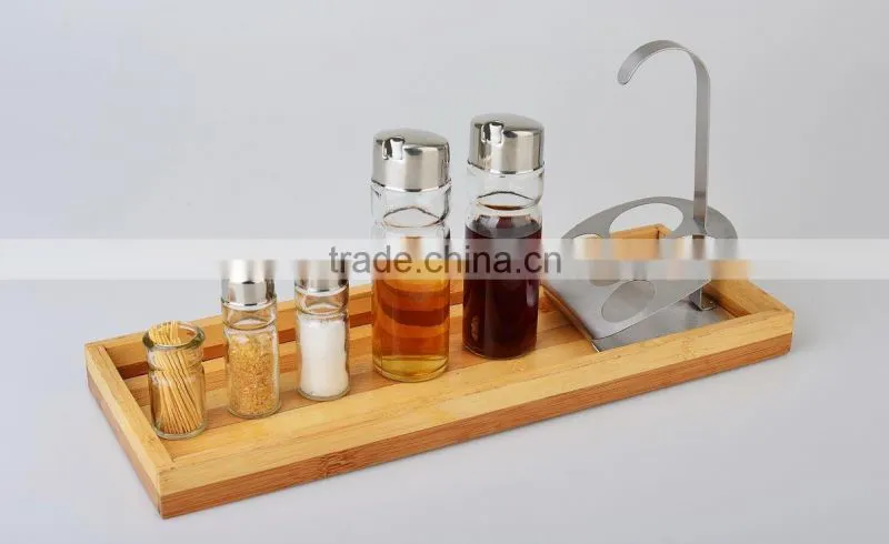 4pcs stainless steel spice jar with holder kitchenware