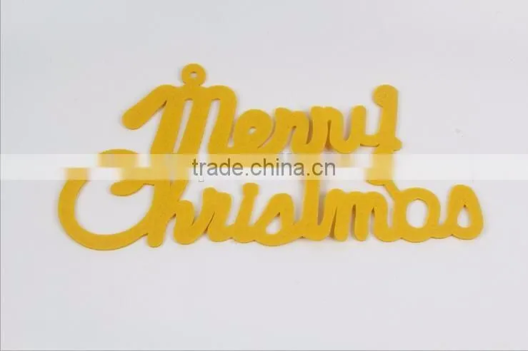 40cm non-woven fabrics yellow english letters cards Merry Christmas letters The Christmas tree decorations
