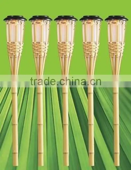 Flickering Bamboo Solar Garden Tiki LED Torch Light - Height 91cm
