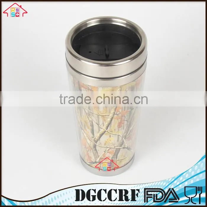 NBRSC Wholesale Promotional 16oz paper insert stainless steel tumbler,16oz plastic Tumbler with Stainless Steel Liner mug