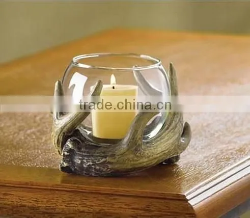 Rustic Antler Glass Candleholder For Home Decor