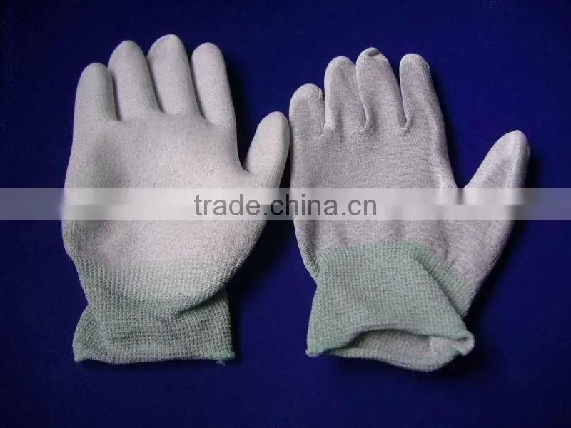 White nylon gloves with polyurethane