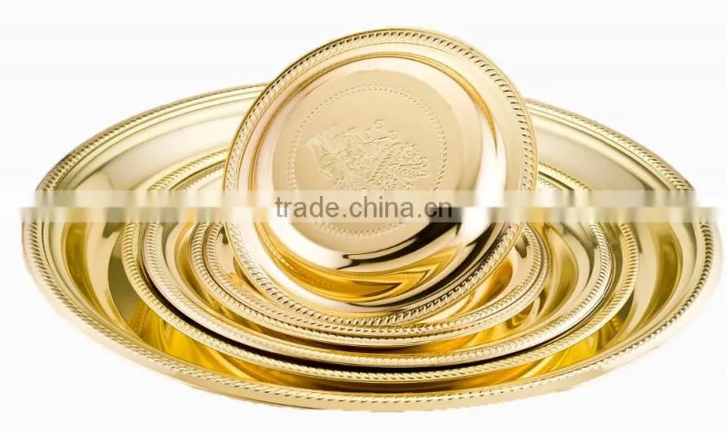 Stalinless Steel Serving Tray Round Tray in K-Gols Color