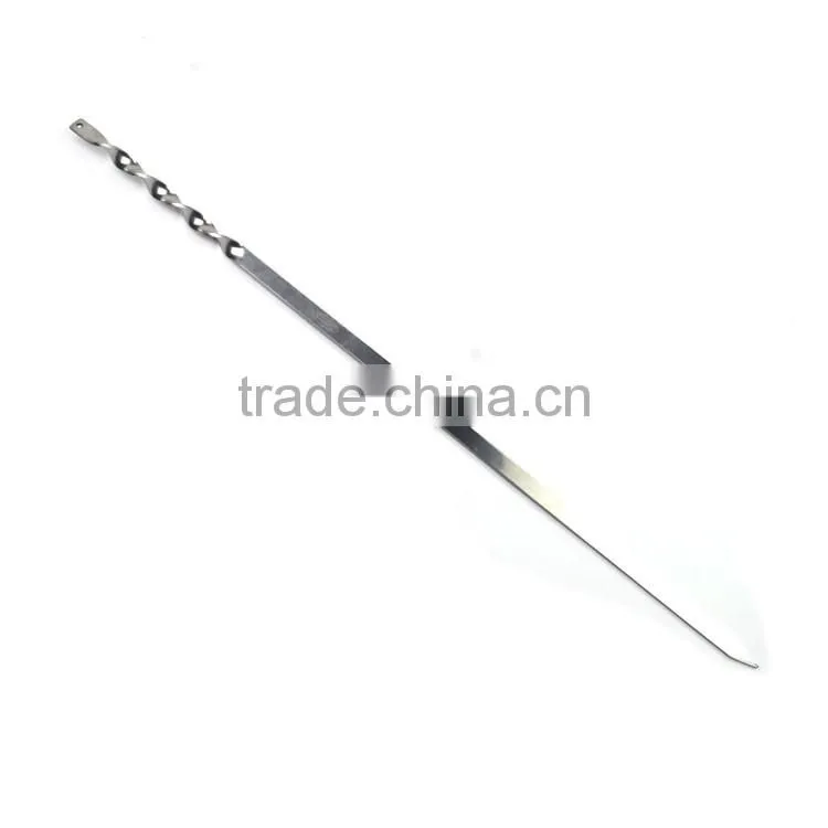 6pcs stainless steel bbq baking skewers set with hanging hole