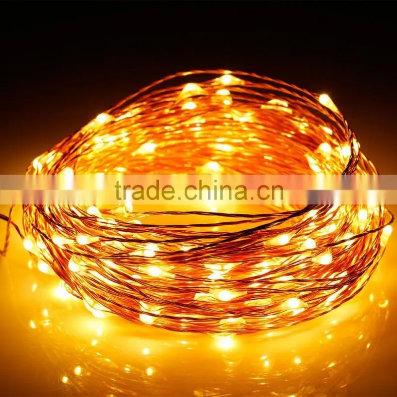 2016 new arrival Copper Solar LED Strings 100 LED Starry LED String garden Lights 10m
