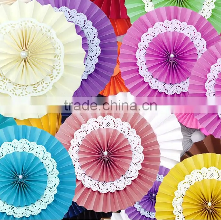 Colorful Wedding Party Decorations paper honeycomb fan wholesale