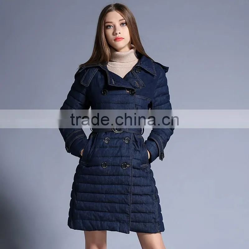 Hooded Thick Fashion Women's Clothing denim down jacket women winter down jacket