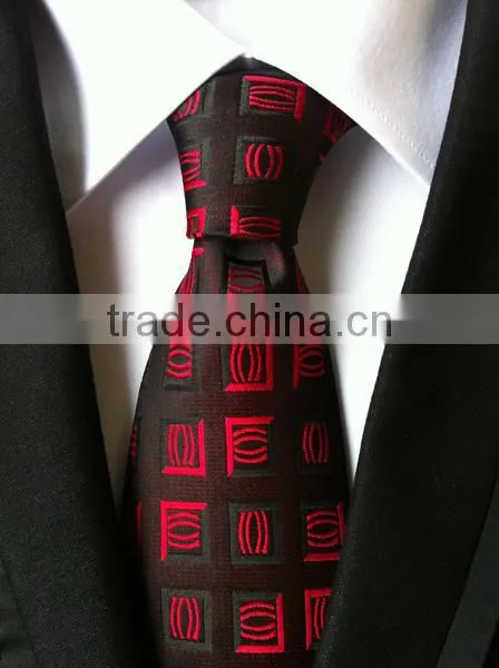 HDYF-48 Red in black jacquard woven tie for men/male neck tie