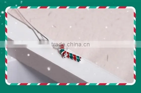 925 Silver Green Crystal Christmas Pendant Christmas Tree Necklace
