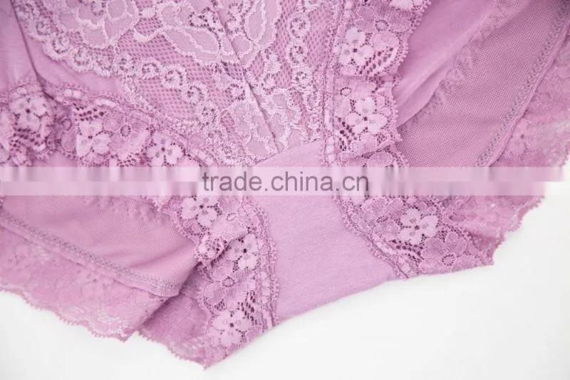 Purple Cheapest 95% Cotton 5% Spandex with Lace Sexy Fancy Woman Underwear