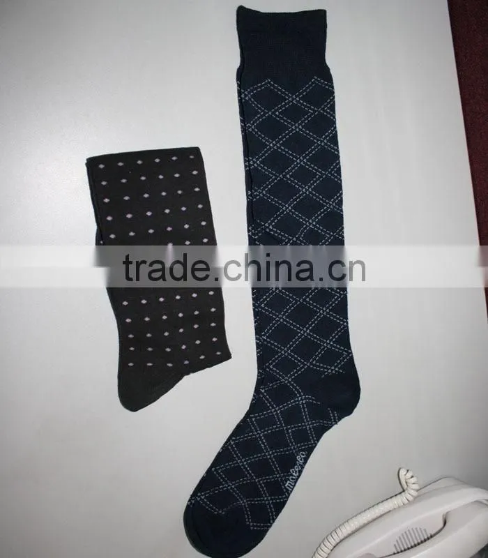 fashion combed cotton jacquard knee high socks