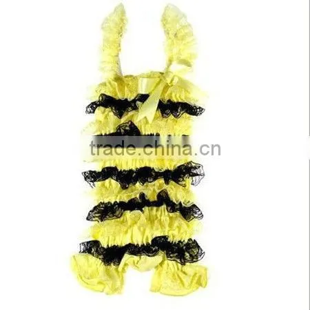 Hot Sale Yellow baby romper Ruffles Petti Rompers for Toddler Cheap Baby Lace Ruffles Rompers