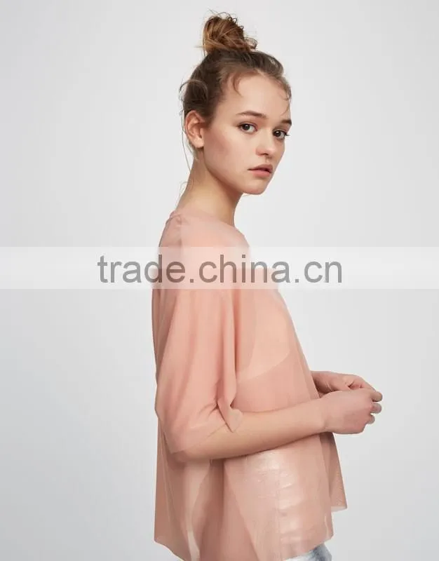 Lady latest fashion sexy new trendy woman mesh blouse