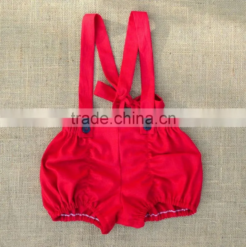 Boutique red suspender shorts button design online shopping for wholesale clothing