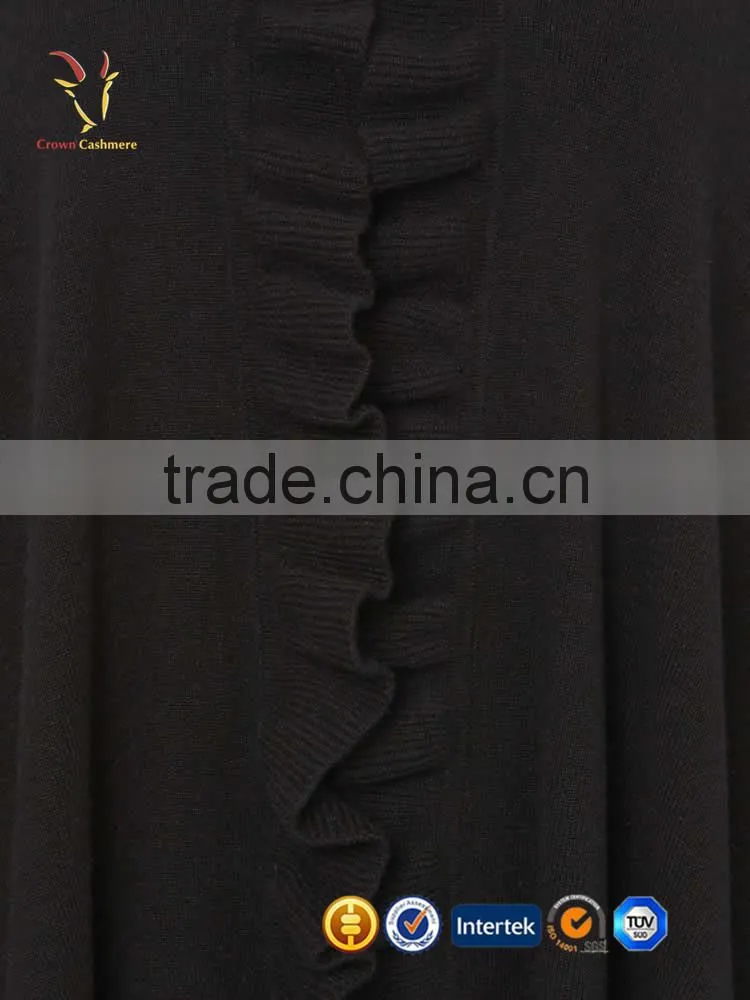 Pure Color Winter Handmade Poncho Wholesale Cashmere Women Knit Poncho
