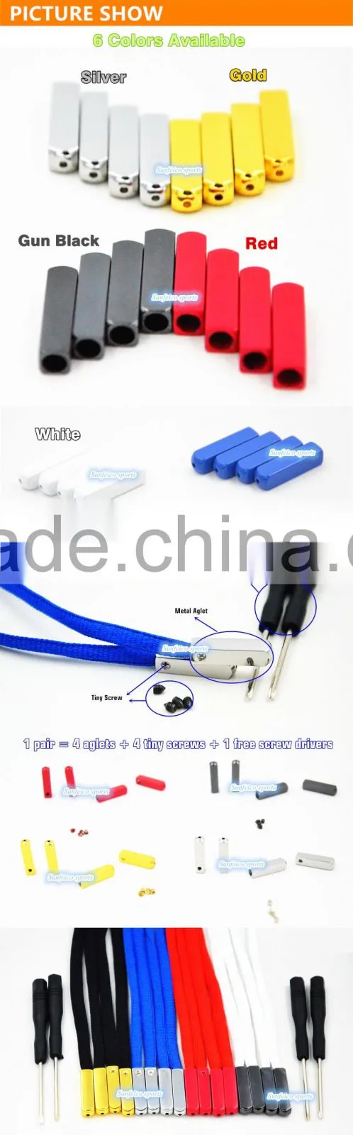 (MOQ:100pcs) Yeezy Lace with Screw Metal Tips including Tiny Screws & Free Screwdriver - Customized Screw on Lace Aglet - 25 mm