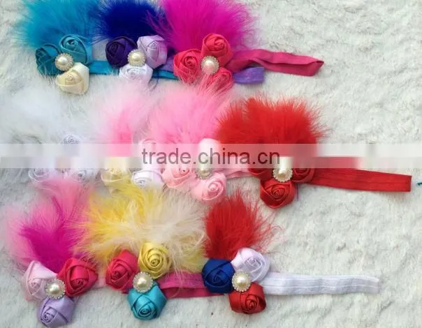 Rhinestone feather headband baby headband infant hedband wholesale