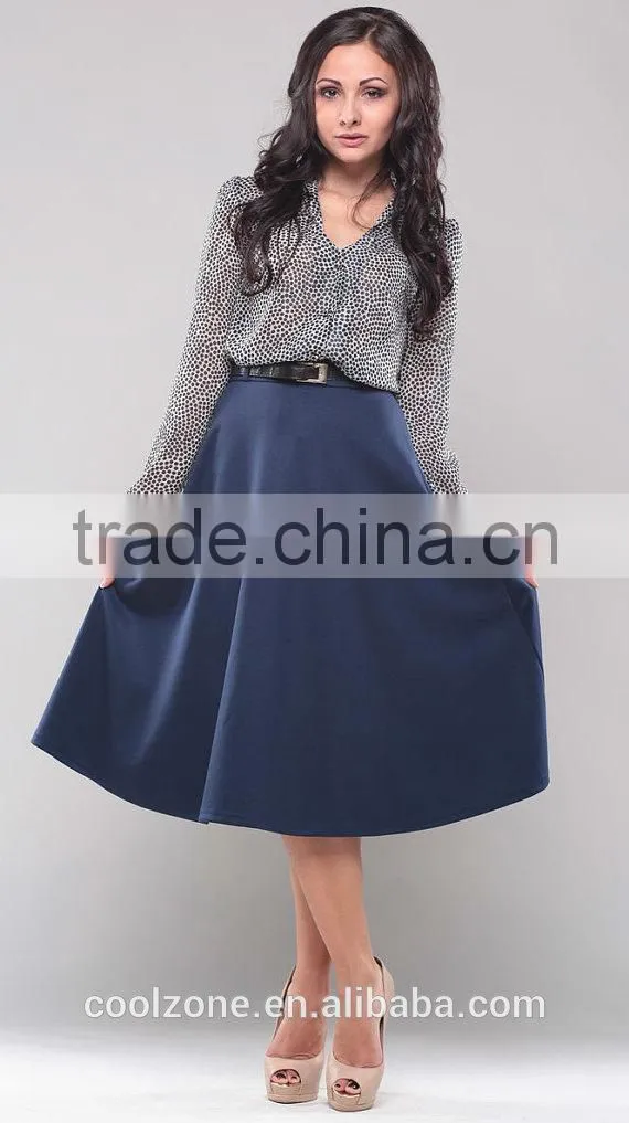 Fashionable latest women skirt design elegant flared office skirt