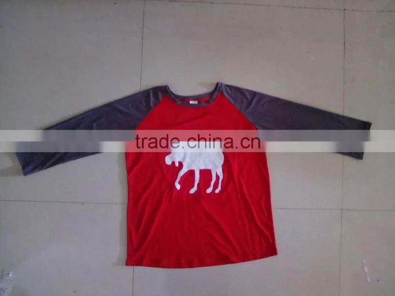 2016 long sleeve cotton knitted plain shirts trendy kids clothing shirt deer printing kids pajams shirt