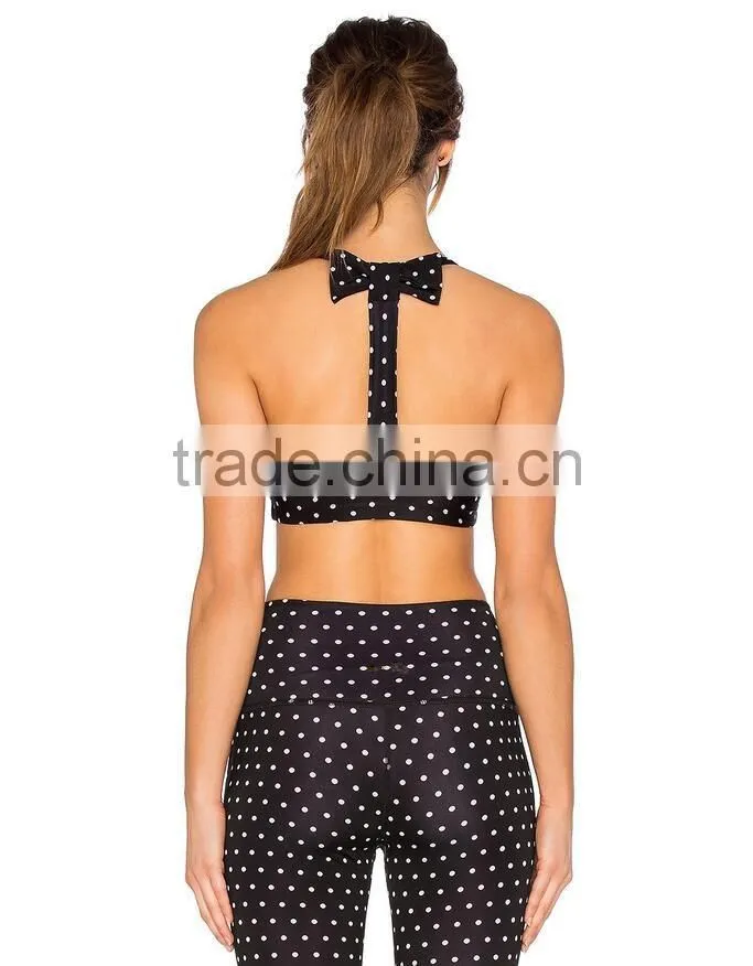 Printed black fitness wear set legging for women/yoga tank top