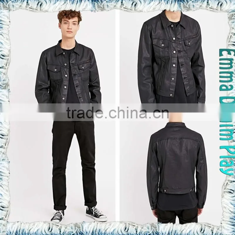 Urban Vogue Renewal Vintage Men's Black Denim Short Jacket