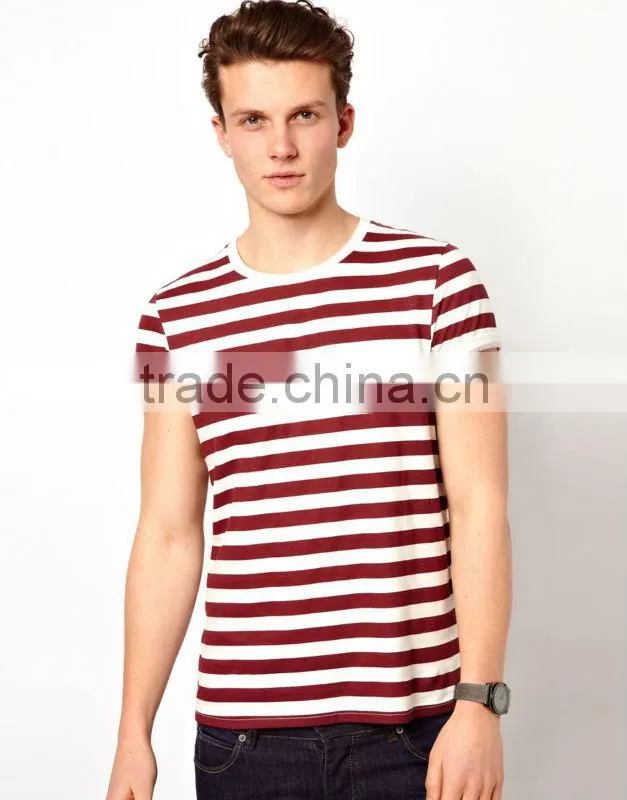 Crew Neck Stripe Tee Shirt For Men