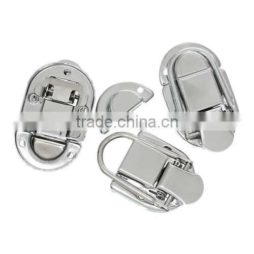 Oval Silver Tone Jewelry Case Boxes Making Lock Latch