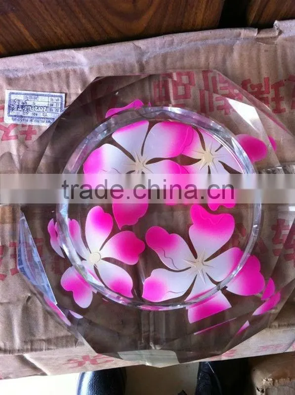 crystal hand cut glass ashtray