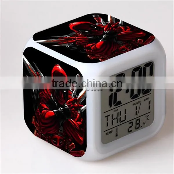 Promotion Gift LED Alarm Clock Deadpool Alarm Clock Table clock for kids Custom Digital LED Alarm clock