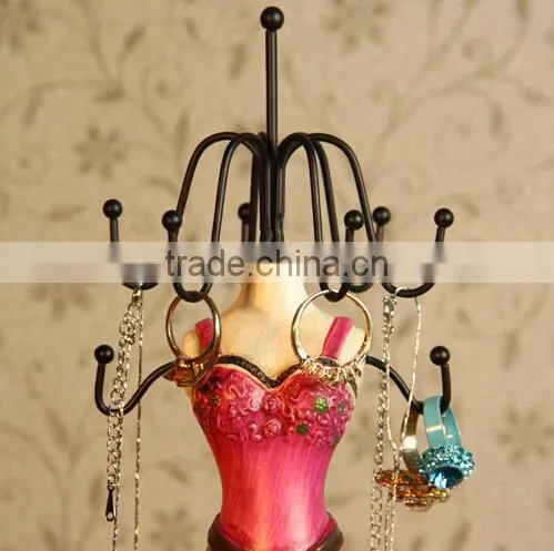 16 inch Resin Metal Hook Necklace Bracelet Ring Storage Organizer Jewelry Body Hanger Display Rack
