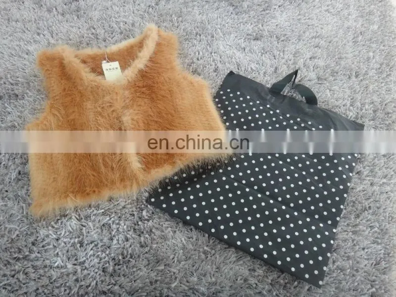Knitted fur vest waistcoat women nutria fur mini vest
