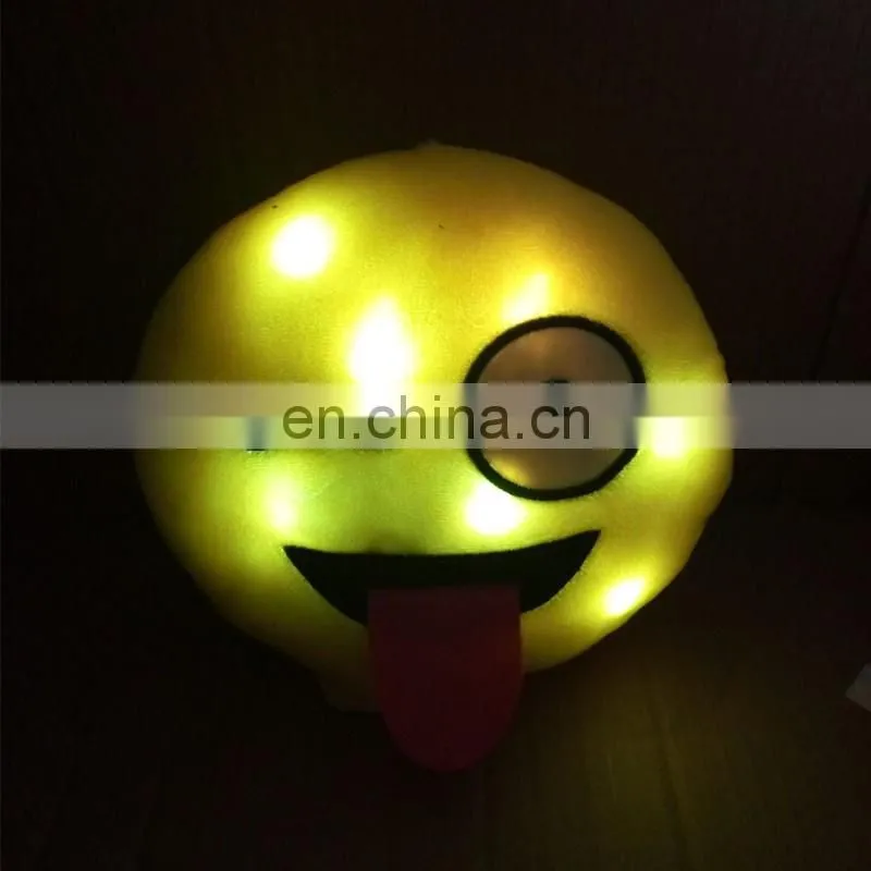 Soft Emoji Emoticon Pretty Round Cushion LED Pillow Stuffed Plush Toy