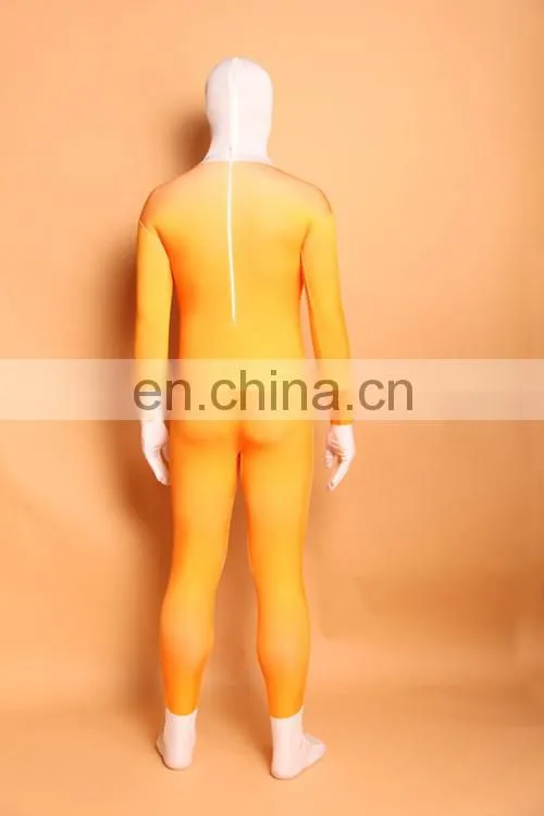 Orange Spandex Lycra Business Zentai Cosplay Costume For Adult