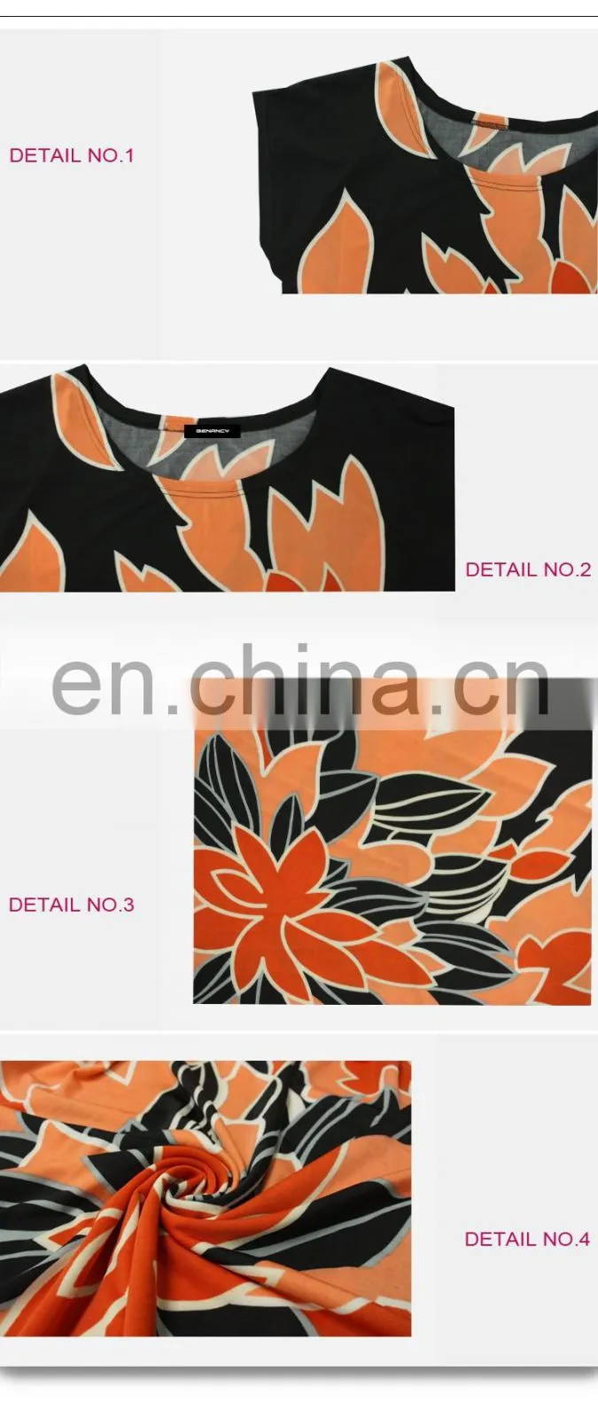 Glamorous Bouquet Print Tunic for Mature Lady