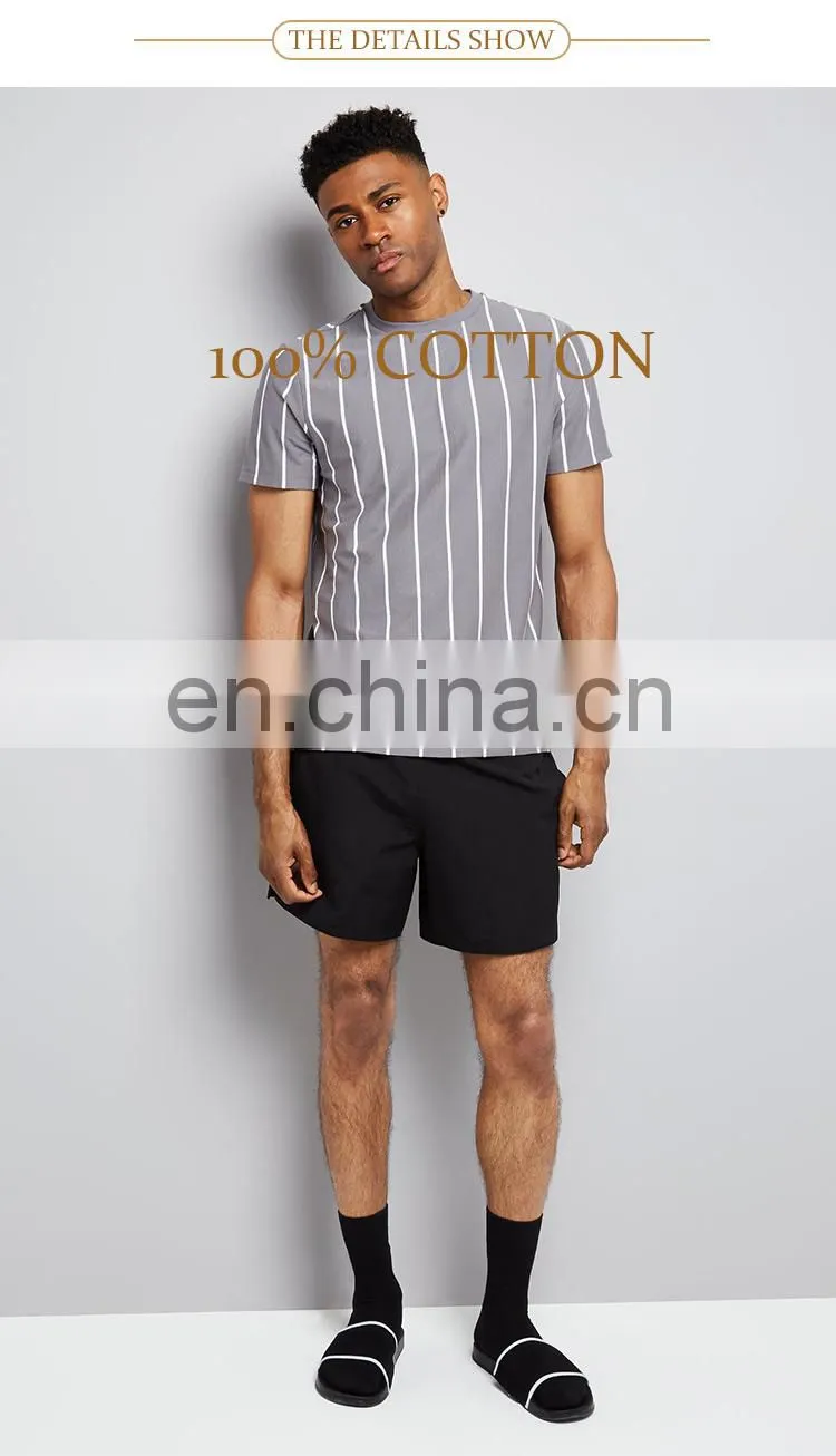 latest design cheap wholesale fashion stripped printing men short sleeve t shirt