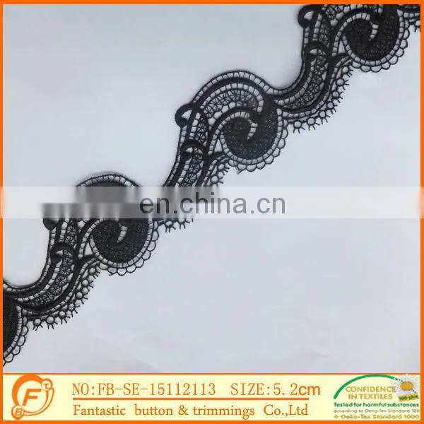 ladies suits design pure white single scalloped floral trim lace fabric