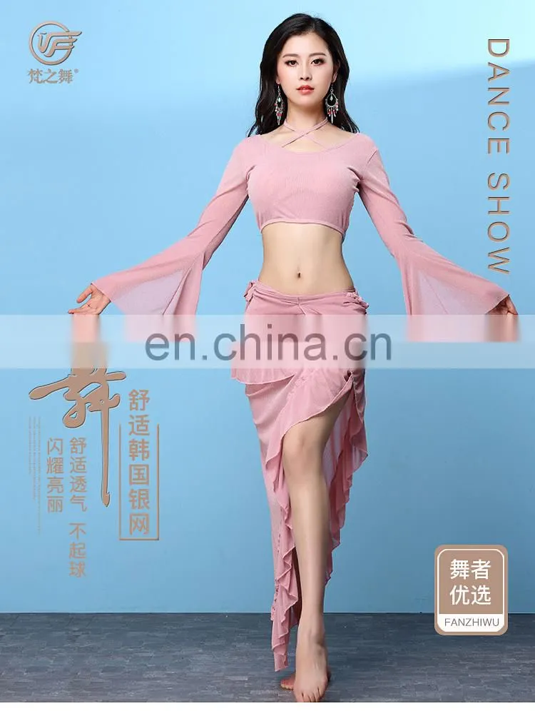 T-5199 Sexy elegant lady performance belly dance top and belt wear set