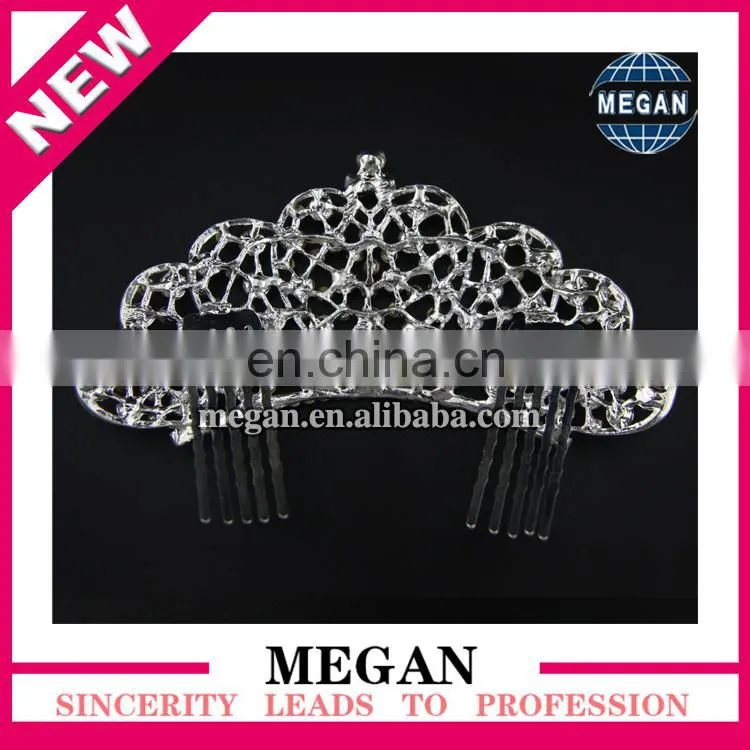 Elegant Big Crystal Crown Bridal Heart Rhinestone Tiara with Hair Comb